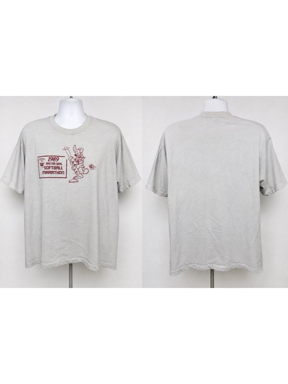 Vintage 1989 Easter Seals Softball Marathon T-Shirt USA Jerzees XL 80s Unique